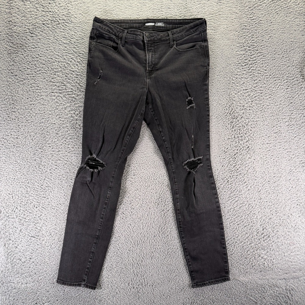 Old Navy Pop Icon Jeans Womens 12 Black Cotton Denim Skinny Distressed Stretch